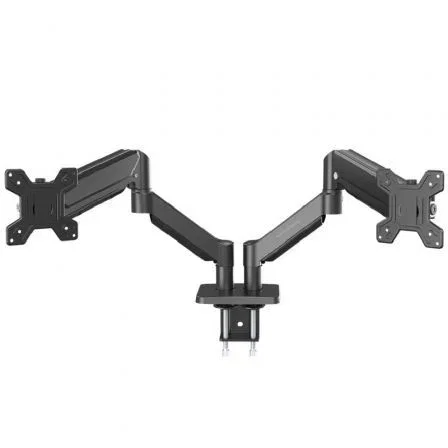 Mars Gaming MARM-PRO2 Soporte de Mesa Dual para 2 Monitores con Brazos de Muelle de Gas, Giratorio e Inclinable 360°, VESA 75/100mm, para Pantallas 13-32" hasta 10kg